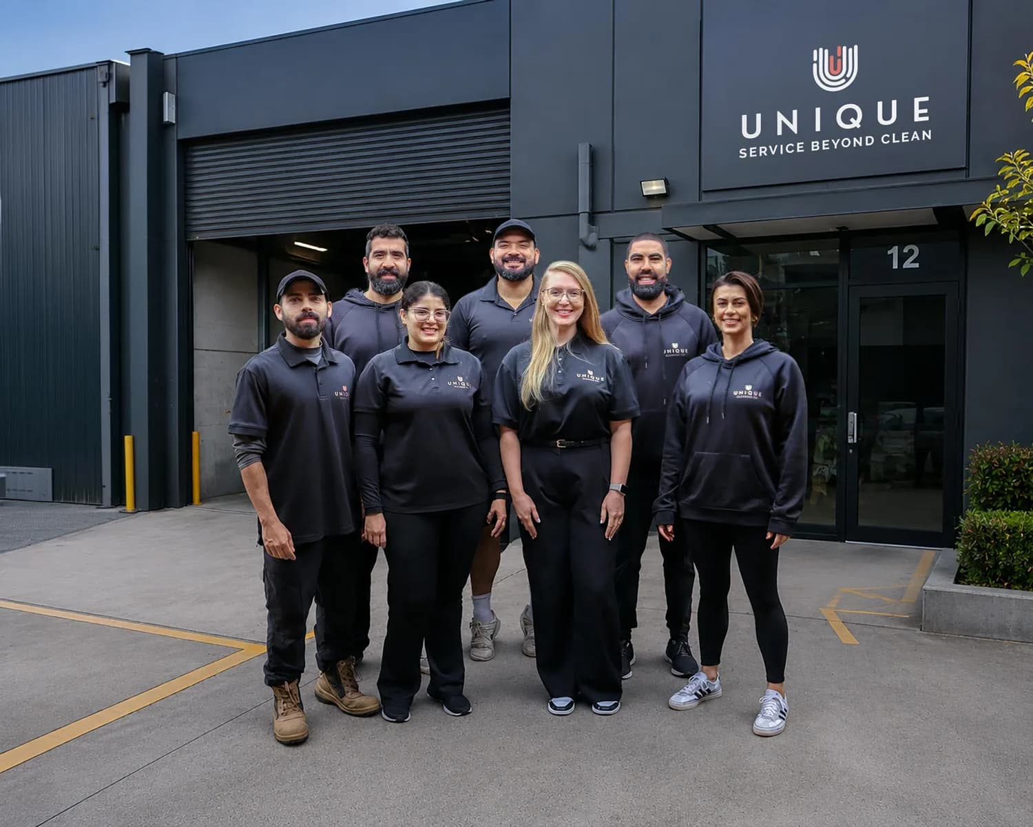 The Unique Business Co rubbish removal and cleaning team outside their Sydney depot